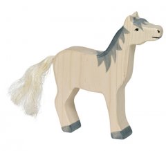 Holztiger - Pferd, weiß-grau