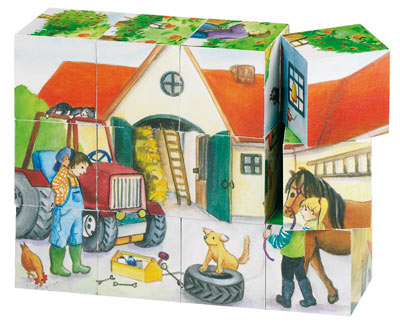 goki - Würfelpuzzle Leben auf dem Bauernhof - zum Schließen ins Bild klicken